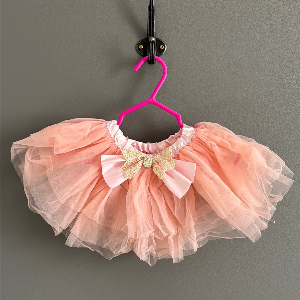 Little Newcomers Peach Tulle Skirt with Bow